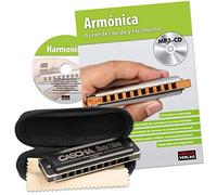 CASCHA Harmonica Learning Set Including High-Quality Harmonica in C Major Diatonic, Spanish Beginner School, Case and Care Cloth, Ideal for Beginners and Adults
