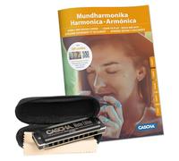 CASCHA HH 2058 Master Edition Blues Harmonica High-Quality Harmonica in C Major with Soft Case and Cleaning Cloth Set with text book Black