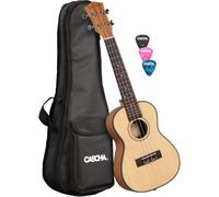 Cascha HH 2151L Left-Handed Solid Soundboard Concert Ukulele Pack