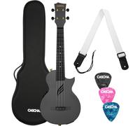 Cascha HH 2258E Black Electro-Acoustic Carbon Fibre Concert Ukulele Pack