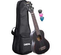 Cascha HH 2262L Premium Mahogany Left-Handed Soprano Ukulele Pack (Black)