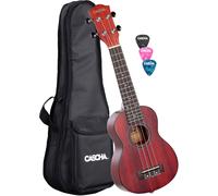 Cascha HH 2263 Premium Mahogany Soprano Ukulele Pack (Red)