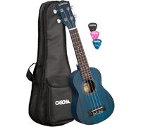 Cascha HH 2266L Premium Mahogany Left-Handed Soprano Ukulele Pack (Blue)