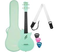 CASCHA Concert Ukulele Set Carbon Fiber Carbon Ukulele Starter Kit with 3 Picks & Bag Ukulele Set Fluorocarbon Strings Small Hawaiian Guitar for Beginners & Advanced Mint