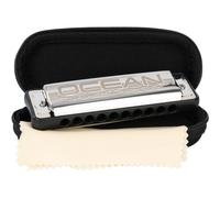 Cascha Ocean Rock Harmonica E-Major in black - Professional, diatonic 10-hole harmonica - High-quality reeds made of phosphor-bronze - With soft case and cleaning cloth