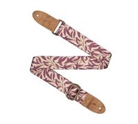 CASCHA Mauve Leaves Vegan Polyester Guitar Strap with Cork Ends 89-158cm Adjustable 5cm Wide