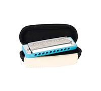 Cascha Ocean Rock Harmonica C-Major in blue - Professional, diatonic 10-hole harmonica - High-quality reeds made of phosphor-bronze - With soft case and cleaning cloth, C-major