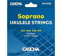 CASCHA Premium Soprano Ukulele Strings, Nylon Strings, Durable - Set with 4 Strings (G C E A), Medium Gauge
