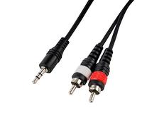 CASCHA - RCA to Jack Audio Cable 1m, 2 x RCA to 1 x 3.5 mm Jack, Y Splitter Stereo Cable, Black