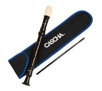 CASCHA soprano-recorder-set for children & beginners - beginner's set in ase recorder-cleaner fingering chart - German fingering - easier to play - plastic recorder for children