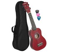CASCHA Soprano Ukulele set for children and adults I Ukulele starter kit with 3 picks bag I Ukulele set Aquila strings nylon I Small Hawaiian guitar for beginners advanced I Red HH 3961