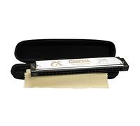 CASCHA Tremolo Harmonica, 24 holes, C-major, including soft case and care cloth, diatonic tremolo harmonica, silver