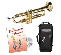 Cascha Trumpet Fox Beginner Set German I High-Quality Bb Trumpet for Beginners Including Accessories I Trumpets Fox Band 1 - Sturdy Trumpet Case - Mouthpiece I Beginner Set Trumpet Gold