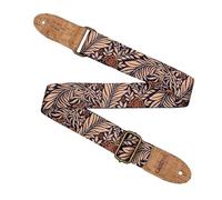 CASCHA Vegan Guitar Strap Floral Pattern with Cork Ends Adjustable Shoulder Strap for Guitar Ukulele Navy Beige