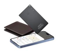 CASCHO [Apple MFi Certified] Air Tracker Tag Wallet Tracker Card, 1.6mm Rechargeable Smartcard Work with Apple Find My, Keys Finder and Item Locator for Passport, Bags, Laptop, Black 1 Pack, iOS only