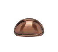 Cascia, Cup Cabinet Furniture Handle, Gloss Brushed Copper, 76mm Hole Centers, Kitchen & Bedroom Handle