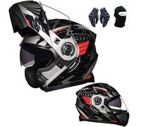 Casco De Motocicleta Abatible, Casco De Motocicleta Modular Con Visera Doble, CertificacióN Ece, Casco De Motocicleta De Carreras De Calle, Ligero Para Hombres Y Mujeres. A,L:57-58CM