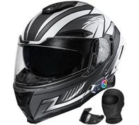 Casco Modular Moto Bluetooth Integrado DOT Homologado, Doble Visera, Visor Solar, Sistema Ventilacion Avanzado Unisex Adultos