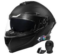 Casco Modular Moto Bluetooth Integrado DOT Homologado, Doble Visera, Visor Solar, Sistema Ventilacion Avanzado Unisex Adultos