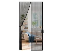 Cascovll Magnetic Screen Door,Heavy Duty Self-Sealing Fly Mesh,with Powerful Magnets & Full Frame Magic Tape No Gap,Lets Fresh Air in (with Stay Open Buckles,90×210cm,Black)