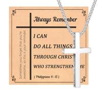 CASDAN Cross Necklace for Men Inspirational Cross Pendant Stainless Steel Cross Chain 22+2inch Christian Jewelry Meaningful Religious Gift, AVERAGE, Stainless Steel, No Gemstone