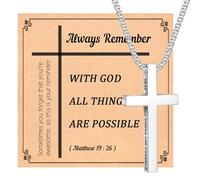 CASDAN Cross Necklace for Men Inspirational Cross Pendant Stainless Steel Cross Chain 22+2inch Christian Jewelry Meaningful Religious Gift, AVERAGE, Stainless Steel, No Gemstone