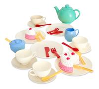 Casdon 33-Piece Tea Set. Colourful Toy Playset with Teapot, Milk Jug, Cups and Saucers, Cake, and More. Suitable for Preschool Toys. Playset for Chil