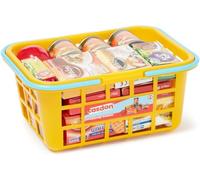 Casdon 62801.AMA002 Colourful Toy Shopping Basket for Children Aged 2+ | Comes with Miniature Versions of Popular Branded Foods, Yellow