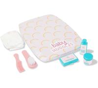 Casdon Baby Huggles Changing Mat Set. Dolls Changing Mat For Children Aged 3+. Includes Reusable Nappy, Brush, Pretend Talc And More, Pink