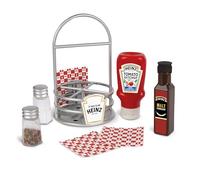 Casdon Heinz Sauce Caddy | 9-Piece Play Kitchen Set For Children Aged 3+ | Includes Pretend Tomato Ketchup, Vinegar, Salt And Pepper Shakers, Napkins, And Caddy.