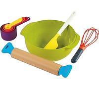 Casdon Joseph Joseph Toys. Bake Set. Toy Kitchen Playset for Kids with Easy-Grip Rolling Pin, Whisk, Measuring Cups, and Mixing Bowl for Real Baking. For Children Aged 3+