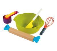 Casdon Joseph Joseph Toys. Bake Set. Toy Kitchen Playset for Kids with Easy-Grip Rolling Pin, Whisk, Measuring Cups, and Mixing Bowl for Real Baking.
