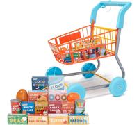 CASDON Shopping Trolley Set with Shopping for Children Colourful Supermarket, Black