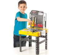 CASDON Tool Box Workbench 2-in-1 Tool Box & Workbench for Children Aged 3+ Includes Over 60 Tools for DIY Roleplay Fun
