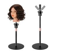 CASDUCT Wig Stand, 50CM Sturdy Metal Adjustable Mannequin Hairdressing Stand on the Table for Manikin Heads, Wigs, Cosmetology, Storage, Training and Hairdressing