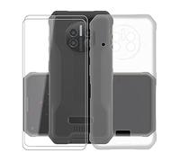 Case + 2 Pieces Screen Protector for Doogee V10 5G (6.39"), KJYF Transparent Silicone Soft TPU Case, Anti-Scratch Thin Cases and Protective Film for Doogee V10 5G - Clear