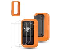 Case & 3-pack Screen Film for Garmin Approach G20 Solar GPS Handheld,Daunke Silicone Protective Cover,Bumper Shell Skin Shockproof Rubber Housing,Scratch-Resistant,Orange