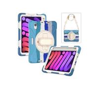 case 360° Ratating Hand Strap Colorful Drop-proof Protective Case Compatible with iPad mini 7 2024/mini6 2021 8.3-inch universal secretcipher pad cover(Vibrant Blue (with straps))