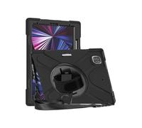 case 360° Ratating Hand Strap Colorful Drop-proof Protective Case Compatible with iPad mini 7 2024/mini6 2021 8.3-inch universal secretcipher pad cover(Black (with straps))