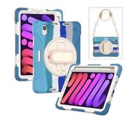 case 360° Ratating Hand Strap Rainbow Drop-proof Protective Case Compatible with Samsung Galaxy Tab S7/S8/S9/S9FE-11 inch Universal secretcipher pad cover(Vibrant Blue (with straps))