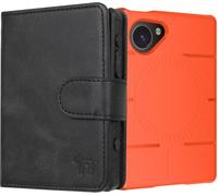 Case and Wallet Combo for Light Phone III, Nakedcellphone Rugged Cover (Compatible with MagSafe) and Bifold Credit Card Holder - Orange
