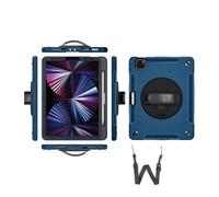 case Anti-fall Silicone Shell, Strap and Shoulder Protective Cover Suitable for iPad mini 7 2024/mini6 2021 8.3 inches secretcipher pad cover(Blue (bracelet+strap))