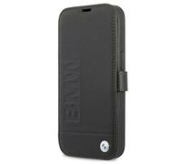 Case BMW iPhone 13 Mini Bookcase Genuine Leather Black Logo