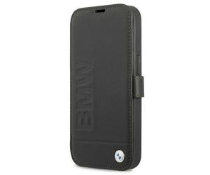 Case BMW iPhone 13 Mini Bookcase Genuine Leather Black Logo
