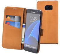 Case Book Leather Bag In Antique Camel For Samsung Galaxy S7 Edge