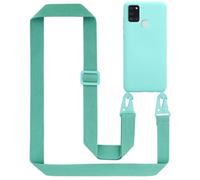 cadorabo Mobile Phone Chain Compatible with Samsung Galaxy A21s in LIQUID TURQUOISE - Silicone Protective Case with Length Adjustable Cord Strap
