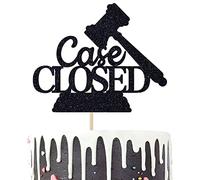 Case Closed Cake Topper - Congrats Lawyer/Born to Argue/Passed the Bar - 2025 Law School Graduate, JD College Graduation Party Decorations Supplies, Black Glitter