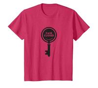 Case Closed Key Detective Mystery Graphic, T-Shirt, Kids, Red Heather, 4 Years