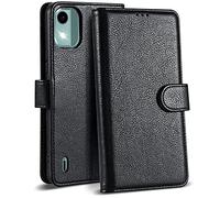 Case Collection for Nokia C12 Phone Case - Premium Leather Folio Flip Cover | RFID-Technology | Kickstand | Money and Card Holder Wallet | Compatible with Nokia C12 Case Black