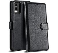 Case Collection for Nokia C32 Phone Case - Premium Leather Folio Flip Cover | RFID-Technology | Kickstand | Money and Card Holder Wallet | Compatible with Nokia C32 Case Black